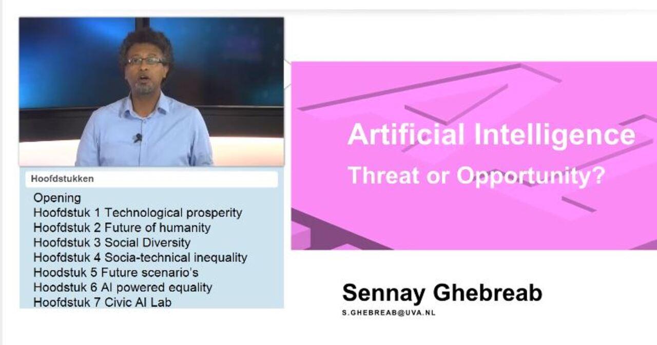 Afbeelding bij video: Webinar: AI, kans of bedreiging? met Sennay Ghebreab